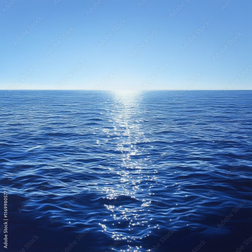 Fototapeta premium Serene ocean view under a clear blue sky.