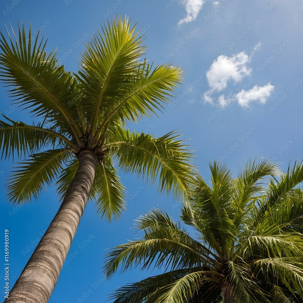 Bangalow Palm Flowing in the Breeze of a Bright Tropical Paradise Bangalow Palm Flowing in the Breeze of a Bright Tropical Paradise