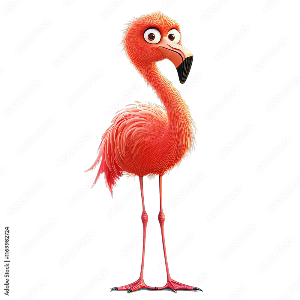 Obraz premium Explore the Enchanting World of Cartoon Flamingo: A Whimsical and Vibrant Illustration of an Exotic Pink Bird with Playful Charm and Captivating Features