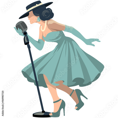 Vintage Female Jazz Singer Illustration.