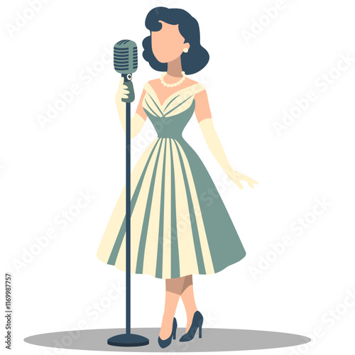 Vintage Female Jazz Singer Illustration.