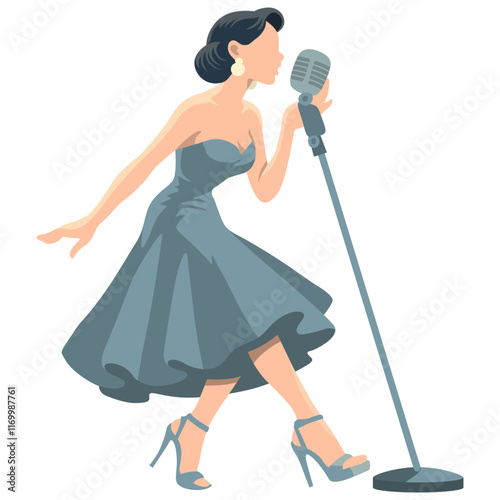 Vintage Female Jazz Singer Illustration.