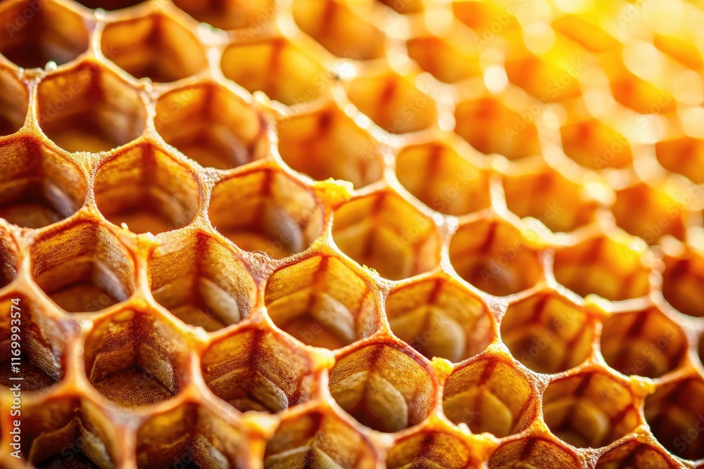 A mesmerizing close-up: honeycomb's textured surface, meticulously crafted hexagonal cells, detailed in macro photography. A mesmerizing close-up: honeycomb's textured surface, meticulously crafted hexagonal cells, detailed in macro photography.