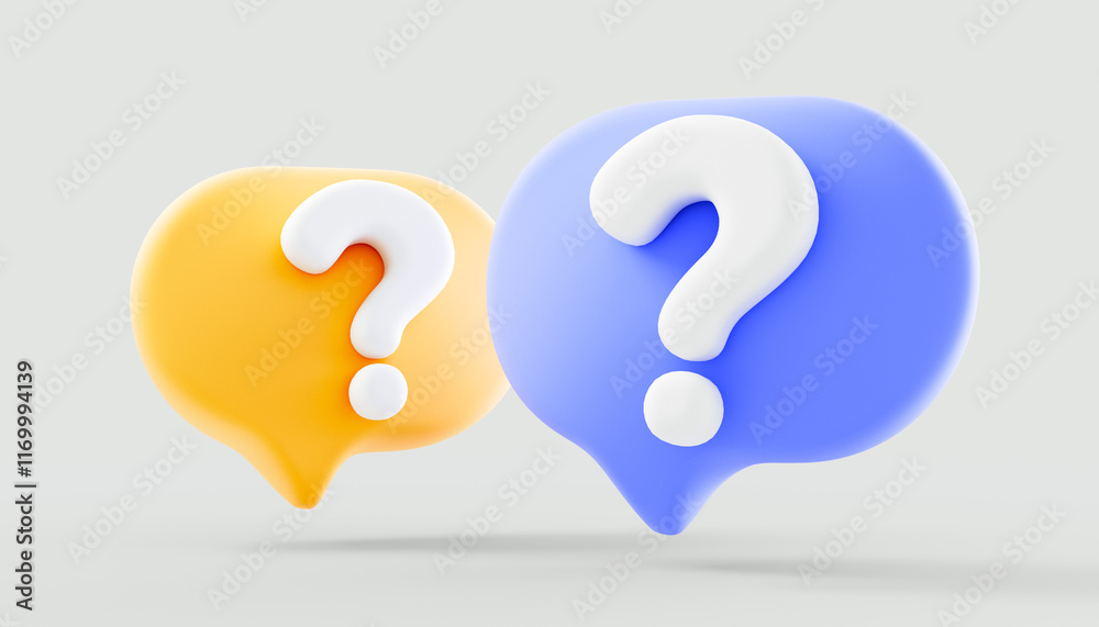 3D Message bubble with question mark icon or ask FAQ and QA answer solution information. Question answer sign or problem with minimal concept. 3d render illustration 3D Message bubble with question mark icon or ask FAQ and QA answer solution information. Question answer sign or problem with minimal concept. 3d render illustration