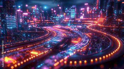 A glowing network of interconnected nodes creating a world map, vibrant neon lights linking continents, sleek digital interface in a tech-inspired setting, cinematic depth, photo