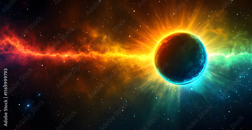 Obraz premium Fractal realms of abstract art glow with spiraling energy in a diverse space backdrop