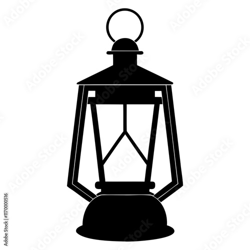 Lantern black silhouette simple flat vector Illustration isolated on a transparent background