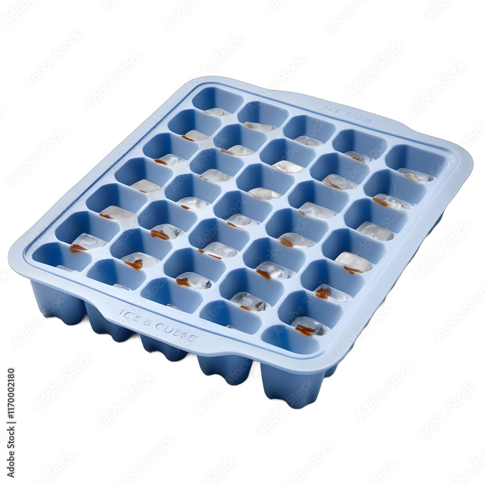 Fototapeta premium Blue Ice Cube Tray Filled With Iced Coffee Cubes
