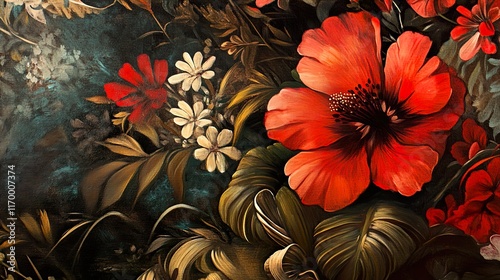 Red Flowers Painting: A Botanical Masterpiece photo