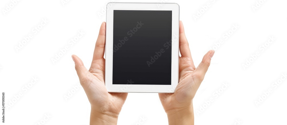 Hands Holding a Tablet with Blank Screen Hands Holding a Tablet with Blank Screen