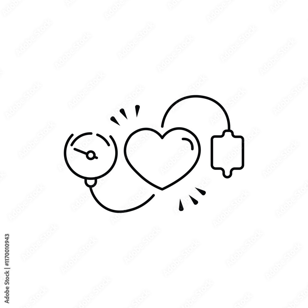 high or low blood pressure icon, cardio vascular dystonia, arterial pressure measurement, medical device, thin line web symbol high or low blood pressure icon, cardio vascular dystonia, arterial pressure measurement, medical device, thin line web symbol