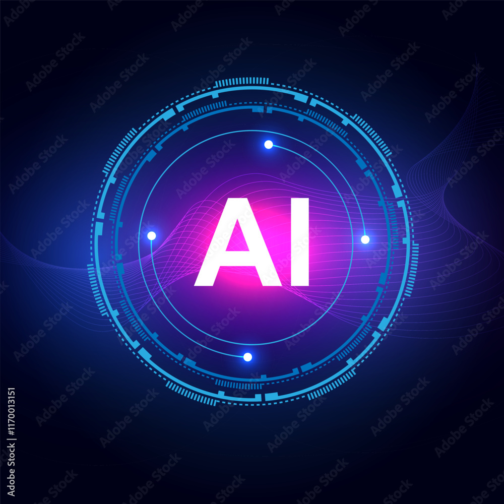 Vector illustration artificial intelligence logo futuristic Vector illustration artificial intelligence logo futuristic