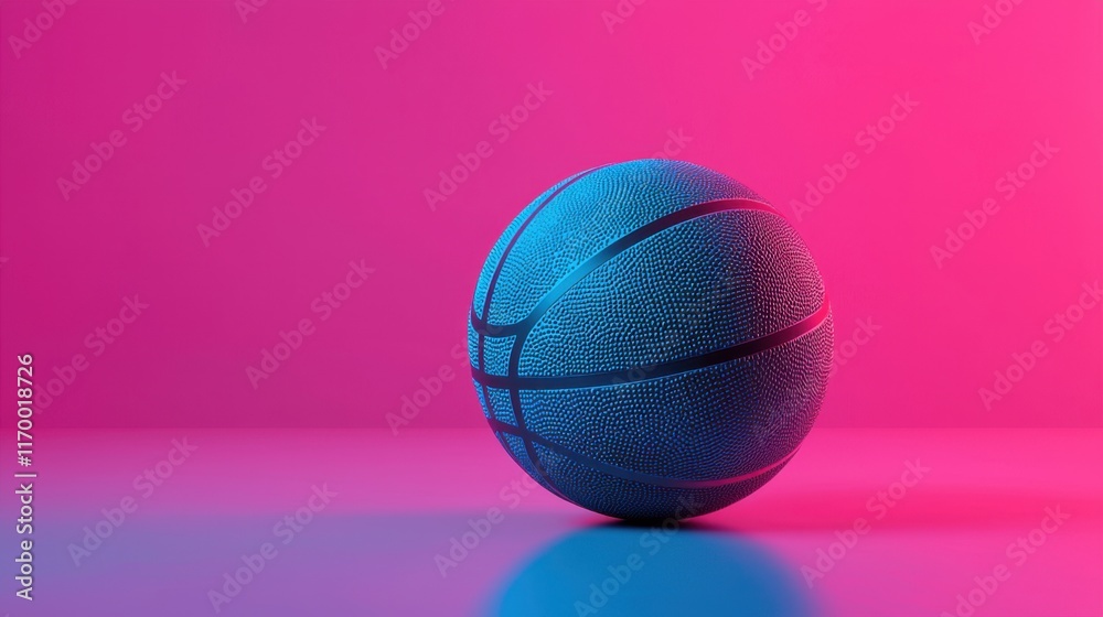 Vibrant Basketball on Colorful Background with Neon Lighting Vibrant Basketball on Colorful Background with Neon Lighting