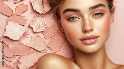 Elegant portrait of a young woman posing for a magazine cover, ideal for promoting cosmetics, beauty treatments, or salon services.