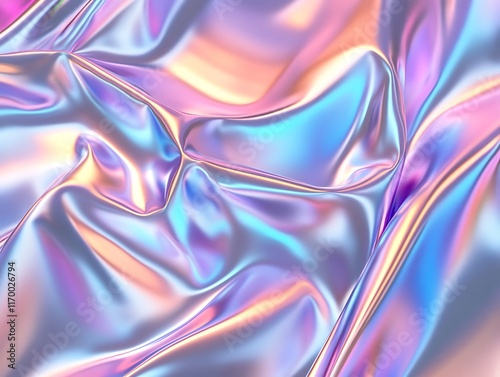 Glossy Holographic Texture Background with Smooth Gradient Colors in Pastel Shades Perfect for Creative Designs, Abstract Art, and Digital Artwork