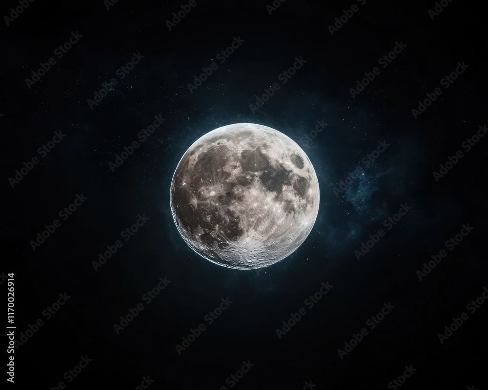 Obraz premium A glowing moon surrounded by radiant constellations, supernatural energy pulsating across the celestial expanse