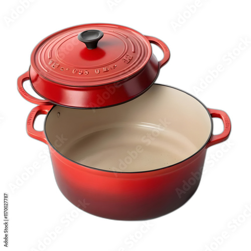 Red Enameled Cast Iron Dutch Oven A Rustic Kitchen Essential photo