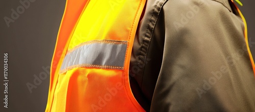 High-visibility orange safety vest and jacket detail. photo