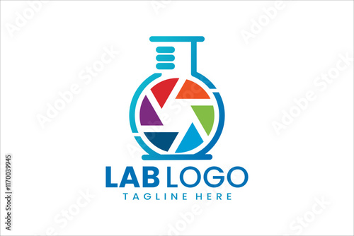 Innovative ScienBold fusion of lab and camera shutter, ideal for science-inspired photography brandingce Lab Camera Logo for Brands