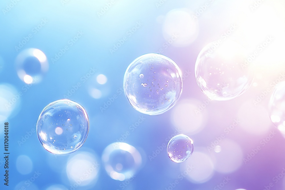 Abstract, pastel-colored, floating spheres, bubbles, Abstract, pastel-colored, floating spheres, bubbles,