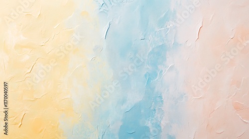 Fototapeta Naklejka Na Ścianę i Meble -  Abstract Textured Gradient in Soft Yellow, Blue, and Peach Tones - made with Generative AI