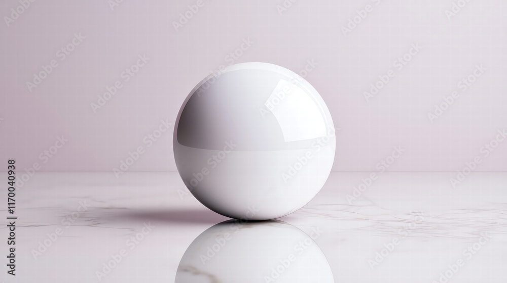 Minimalistic white sphere on marble surface. Minimalistic white sphere on marble surface.