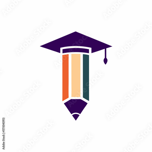 Education Logo with Pencil and Cap Vector Design. photo