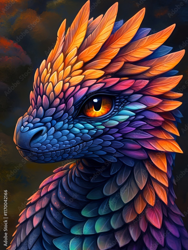 Fototapeta premium Majestic Dragon in Vibrant Watercolor Style