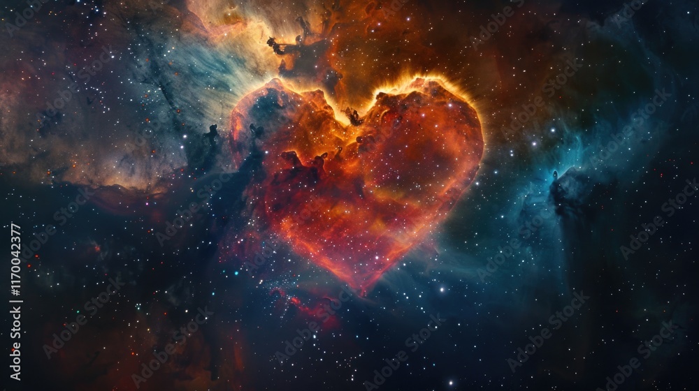Unique nebula forming heart shape in space. Awe-inspiring celestial scene. Unique nebula forming heart shape in space. Awe-inspiring celestial scene.