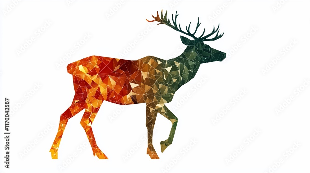 Abstract colorful polygonal deer silhouette. Abstract colorful polygonal deer silhouette.