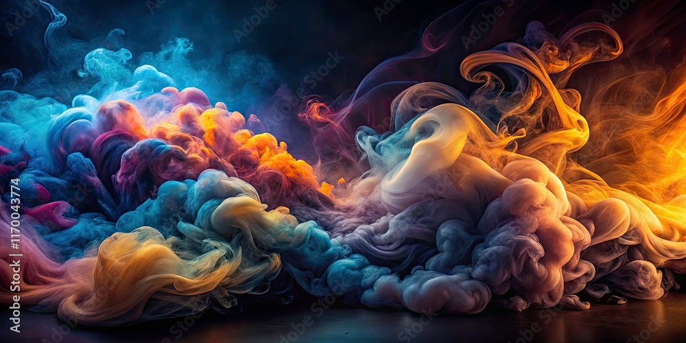 Obraz premium Realistic night smoke photos; dark, dramatic imagery capturing smoky atmospheres and low-light effects.