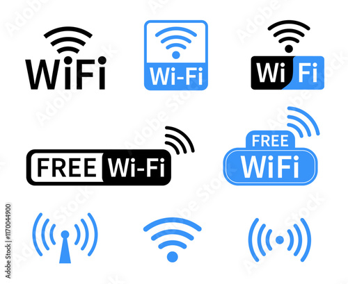Set of wifi icon isolated on white background. Wireless and Network. Vector illustration
