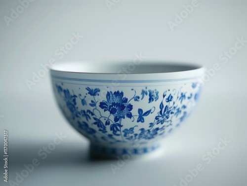 Wallpaper Mural Blue and white bowl with flowers on it. The bowl is sitting on a white surface Torontodigital.ca