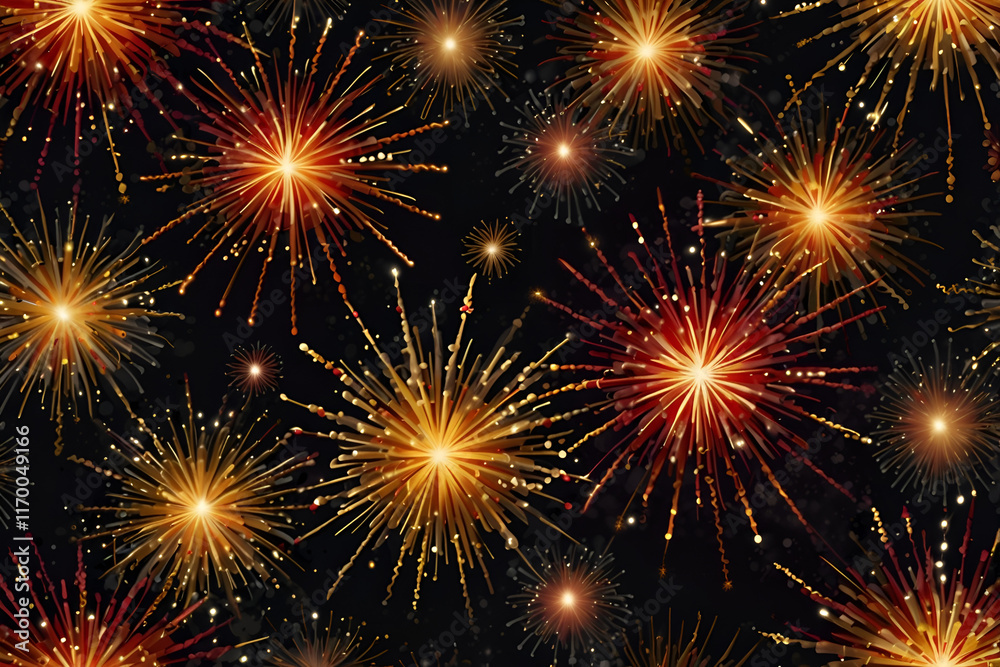 Fototapeta premium Vibrant fireworks illuminate the night sky in a stunning display of colorful explosions celebrating a festive event