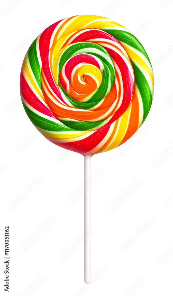 High-Quality PNG colorful swirl lollipop on white background High-Quality PNG colorful swirl lollipop on white background