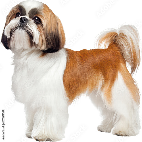 Adorable Shih Tzu Dog Breed Brown and White Fur Studio Shot Pet Portrait