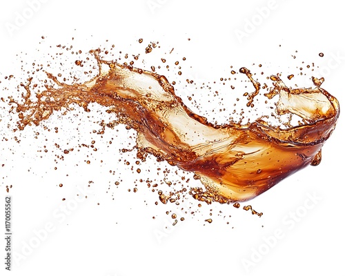 Brown liquid splash isolated on white background.