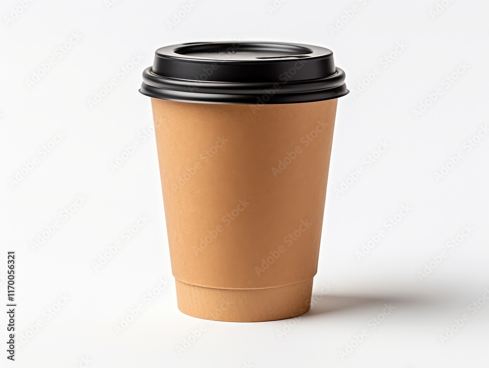 Blank Coffee Cup with Black Lid on a White Background Ready for Branding and Customization for Cafes and Coffee Shops Blank Coffee Cup with Black Lid on a White Background Ready for Branding and Customization for Cafes and Coffee Shops