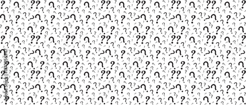 Black question mark on a white background. Question mark seamless pattern.