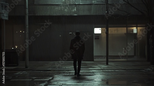 Wallpaper Mural Solitude in the Rain: A Dark City Night Torontodigital.ca