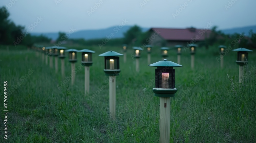 Peaceful Evening Lanterns in a Quiet Field Peaceful Evening Lanterns in a Quiet Field