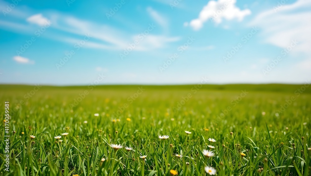Serene field with subtle wildflowers under a vast sky. Serene field with subtle wildflowers under a vast sky.
