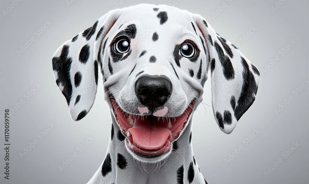 A joyful Dalmatian puppy with a big smile. A joyful Dalmatian puppy with a big smile.