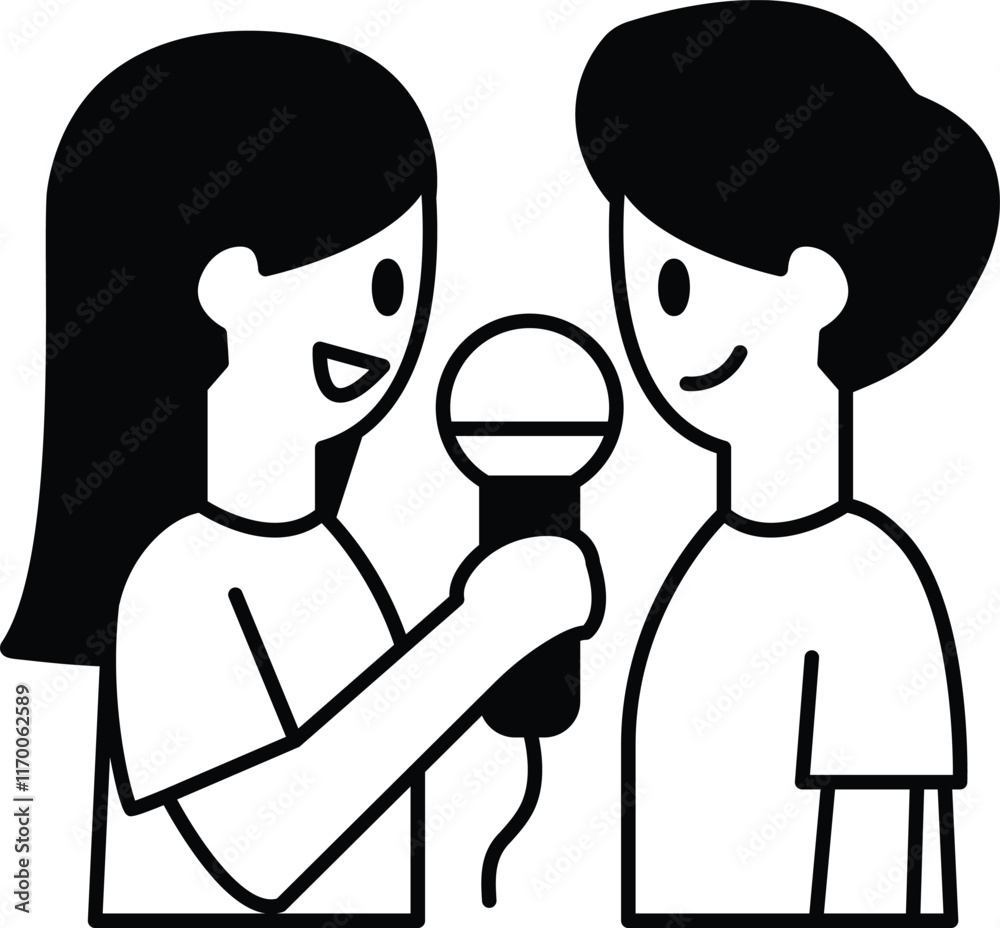 Two children are holding microphones and smiling Two children are holding microphones and smiling