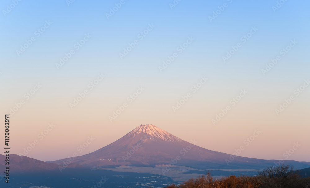 Naklejka premium 静岡県函南町滝知山から見た2025年元日早朝の富士山