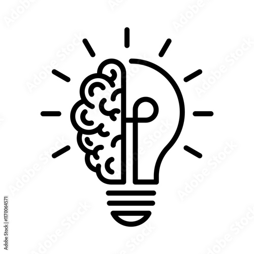 Bulb checkmark black like quick tip line icon. Bulb icon brain, expert, genius, idea, innovation, lamp, light bulb, mark, creative, positive, smart, solution, strategy, think, tick, choice, Vector.