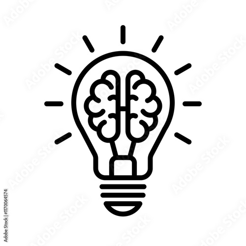 Bulb checkmark black like quick tip line icon. Bulb icon brain, expert, genius, idea, innovation, lamp, light bulb, mark, creative, positive, smart, solution, strategy, think, tick, choice, Vector.
