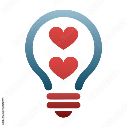 Light Bulb and Hearts Logo Vector Design. photo