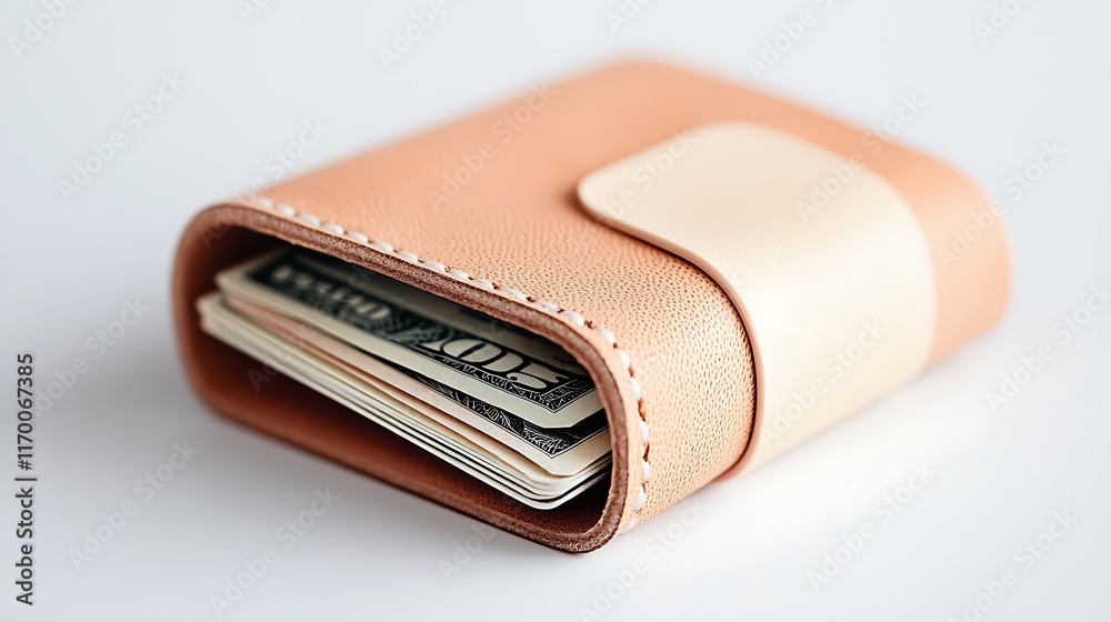 stylish wallet filled with cash and cards, showcasing modern design stylish wallet filled with cash and cards, showcasing modern design