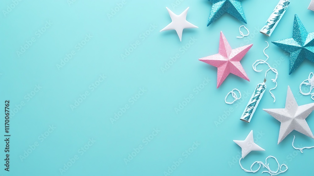 Obraz premium Festive Stars Party Supplies Pastel Background